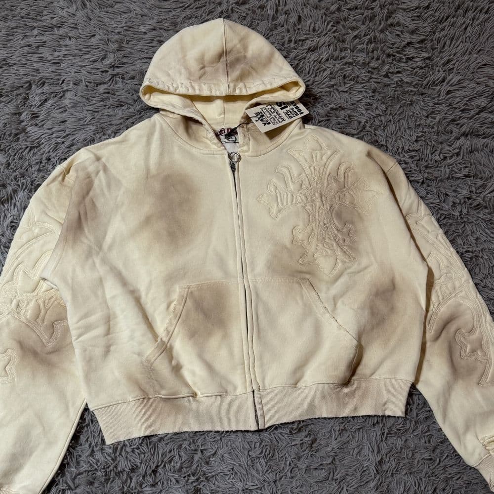 Valley zip up hoodie cream
